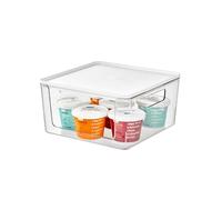 iDesign Boite de Rangement, Boite frigo de la Série Rosanna Pansino, Boite de Rangement Plastique recy vec Ouverture Frontale et Couvercle, Transparent et Blanc