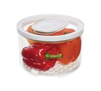 iDesign boîte frigo avec Couvercle, Grand Organisateur frigo pour Fruits et légumes, Boite hermétique en Plastique avec régulateur d'air pour Plus de fraîcheur, Transparent/Blanc