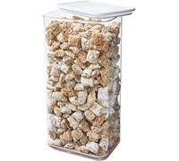 iDesign boîte frigo avec Couvercle, Organisateur frigo en Plastique Recyclable, boîte hermétique pour ingrédients à pâtisserie et Autres Produits secs, Transparent/Blanc