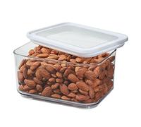 iDesign boîte frigo avec Couvercle, Petit Organisateur frigo en Plastique Recyclable, boîte hermétique pour ingrédients à pâtisserie et Autres Produits secs, Transparent/Blanc
