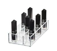iDesign boîte gloss et rouge à lèvres, makeup organizer pour 18 rouges à lèvres de la collection exclusive Sarah Tanno, rangement salle de bain en plastique pour gloss, transparent