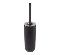 iDesign Brosse WC avec Support, Balai WC Fin en Plastique Balayette WC autoportante avec Tête de Brosse aux Poils en Silicone - Noir