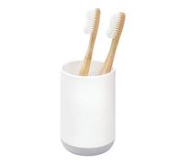 iDesign Cade Verre à Dents pour Le Lavabo, Petit Porte Brosse à Dents en Plastique, Blanc