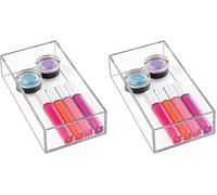 iDesign Clarity Organisateur de Maquillage, Longue Boite de Rangement Maquillage en Plastique Sans Bpa, Organisateur de Tiroir Transparent (Lot de 2)