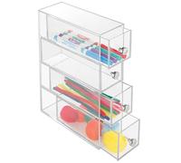 iDesign Drawers Boite-Tiroirs, Rangement Salle de Bain en Plastique Avec 4 Tiroirs, Boite Rangement pour Cosmétiques Ou Accessoires de Bureau, Transparent