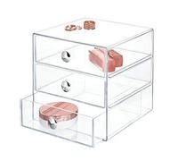 iDesign Drawers Organisateur Maquillage, Boite de Rangement en Plastique pour Cosmétiques, Maquillage, etc., Boite Tiroir à 3 Tiroirs, Transparent