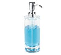 iDesign Eva Distributeur de Savon, Pousse-Mousse Élégant en Plastique, Transparent/Argenté