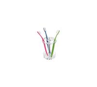 iDesign Eva Porte Brosse A dent, Grand Support Brosse A dent en Plastique, Transparent, 3.75" x 3.75" x 5.75"