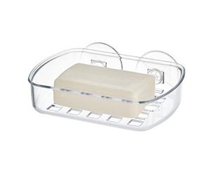 iDesign iDesign Basic Porte-Savon, Support à Savon en Plastique Avec deux Ventouses Puissantes, Transparent