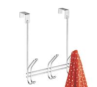 iDesign iDesign Classico Patère pour Porte Avec 3 Crochets, Porte Manteau de Porte pour Vestes, Chapeaux, Écharpes Ou Serviettes en Métal, Argenté