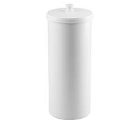 iDesign Kent Dérouleur Papier Wc Avec Couvercle, Porte Papier Toilette Autoportant en Plastique Au design Compact, Blanc