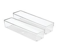 iDesign Linus Boite Stockage pour tiroir, Grande Boite de classement pour Accessoires, bac Rangement Plastique en Lot de 2, Transparent