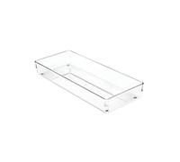iDesign Linus boite stockage pour tiroir, grande boite de classement pour accessoires, bac rangement plastique, Chrome, 15,2 x 38,1 x 5,1 cm