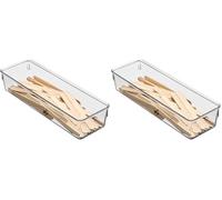 iDesign Linus Boite Stockage pour Tiroir, Petit Bac Plastique pour Couverts et Autres Accessoires, Transparent (Lot de 2)
