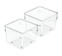 iDesign Linus Boite Stockage pour tiroir, Petite Boite de classement pour Accessoires, bac Rangement Plastique en Lot de 2, Transparent