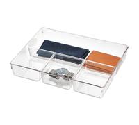 iDesign Linus Boite Tiroir pour Armoire Ou Coiffeuse, Boite de Rangement Plastique de 33,0 cm X 22,9 cm X 5,7 cm Avec 4 Compartiments, Transparent
