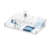 iDesign Makeup Organizer avec 13 Compartiments, Rangement Salle de Bain Collection Exclusive Sarah Tanno, Rangement Maquillage en Plastique pour palettes & pinceaux, Transparent