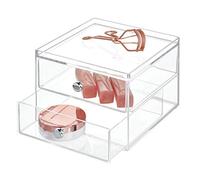 iDesign Organiseur de maquillage à tiroirs | boîte de rangement de haute qualité pour le maquillage, les cosmétiques et plus encore | boîte à tiroirs avec 2 tiroirs | plastique transparent, 17,8 x 12,7 x 16,5 cm