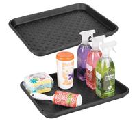 iDesign Plateau évier en Plastique pour Armoire de Cuisine, Salle de Bain, entrées, Bureau, Boue, dortoir Universitaire (Lot de 2), 43,2 x 33 x 5,1 cm, Noir