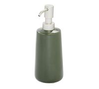 iDesign Pompe à Savon et Produit Vaisselle en céramique, Distributeur de Savon Rechargeable avec Pieds antidérapants, Porte Savon céramique au Design épuré, Vert Mousse