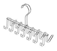 iDesign porte cravate à 14 crochets, petit porte ceinture en métal chromé, cintre rangement pour ceintures et cravates, argenté
