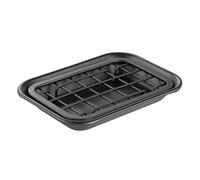 iDesign porte savon, petit range savon en métal, support savon avec socle au design grillagé pour l'évacuation d'eau, noir mat
