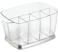 iDesign Rain boite pour couverts et serviettes de table portatif, support couvert en plastique et acier inoxydable, transparent/argenté