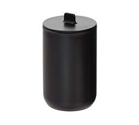 iDesign Rangement Coton avec Couvercle, Rangement Salle de Bain Rond pour Cosmétiques et Maquillage, Pot de Rangement à cotons et Cotons-Tiges en Plastique, Noir