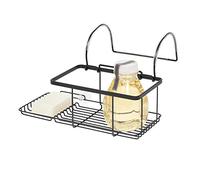 iDesign - Rangement de Salle de Bain sans perçage - Petit Plateau de Bain en métal à Suspendre - pour Savon, cosmétiques, Livres, Tablette et téléphone - Noir Mat - 30,7 x 26 x 17 cm