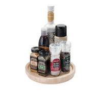 iDesign The Home Edit by iDesign Plateau tournant de 22,9cm de diamètre avec rebord, bois de Paulownia, coloris naturel