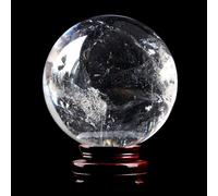 IDGTTLDF Crystal Ball with Stand Gemstone Quartz Sculpture Figurine for Home Decor, Divination, Magic,Precious Gifts for Family and Friends,6cm/2.4in