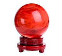 IDGTTLDF Red Crystal Ball Sphere Melting Quartz Gemstone with Stand,Polished Carved Stone Figurine for Office Desk Top Home Decor Feng Shui,11cm/4.3in