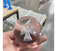 IDGTTLDF Stone 6cm Engraved Miniature Angel Crystal Ball Craft Sphere Glass Home Decoration Ornament for Housewarming GIF(Light Green,1pcs)