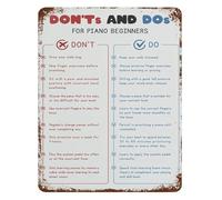 IDGTTLDF Vintage Piano Practice Guidelines Metal Sign Dos and Donts Music Theory Wall Decor Retro Tin Plaque 8 X 12 Inch