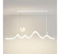 IDHBGJD Éclairage Suspendu LED Moderne Longue Bande Lustre linéaire Vague lumière Impression 3D Boule de Lune minimalisme Vert Noir éclairage Blanc Plafond Lampe Suspendue Foyer