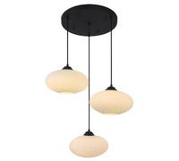 IDHBGJD Luminaires Suspendus à 3 lumières, Lustre Globe Noir, Grand luminaire Suspendu en Verre de Lait, luminaire Suspendu Multi-lumière Moderne du Milieu du siècle, îlot de Cuisine