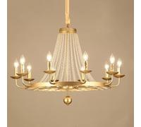 IDHBGJD Lustres de Style Bougie française brins de Perles de Cristal Roue en métal Grand Salon Lustre éclairage Suspendu plafonnier Foyer