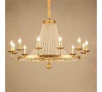 IDHBGJD Lustres de Style Bougie française brins de Perles de Cristal Roue en métal Grand Salon Lustre éclairage Suspendu plafonnier Foyer