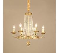 IDHBGJD Lustres de Style Bougie française brins de Perles de Cristal Roue en métal Grand Salon Lustre éclairage Suspendu plafonnier Foyer