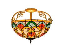IDHBGJD Plafonnier Semi-encastré de Style Tiffany, 40,6 cm, Lustre en vitrail, Perles en Forme de cœur de pêche, Lampe Vintage, décoration pour Salon, Salle à Manger, Chambre à Coucher, Couloir