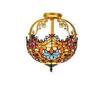 IDHBGJD Plafonnier Semi-encastré de Style Tiffany, Lustre en vitrail de 12 Pouces, Lampe à Perles d'amour, décoration Vintage pour Salon, Salle à Manger, Chambre à Coucher, Couloir