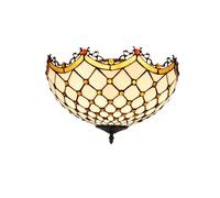 IDHBGJD Plafonnier Tiffany à encastrer de 40,6 cm, Lustre en vitrail, Perles Bleues Sarcelle, Lampe de Style Vintage, décoration pour Salon, Salle à Manger, Chambre à Coucher, Couloir