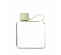 IDIDG Bouteille d'eau plate de voyage portable en Tritan sans BPA - Bouteille d'eau carrée étanche pour sac à main, poche, sport, fitness (vert, 300 ml)