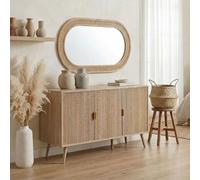IDIMEX Alma buffet, 120 cm avec 3 portes, finition chêne - Commode à panneaux lamellés, meuble de salon avec grand espace de rangement, placard de couloir en MDF, buffet de style scandinave