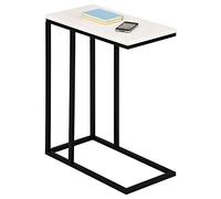 Bout de canapé DEBORA table d'appoint table à café table basse de salon cadre en métal noir plateau rectangulaire en MDF blanc mat