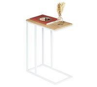 Idimex Bout de canapé DEBORA – Table d'appoint cadre métal blanc, plateau MDF décor chêne Sonoma G