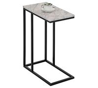 IDIMEX Bout de canapé Debora Table d'appoint Table à café Table Basse de Salon Design Retro Vintage Industriel, Plateau rectangulaire en MDF décor marbre Blanc et Cadre en métal Noir