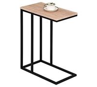 IDIMEX Bout de canapé Debora Table d'appoint Table à café Table Basse de Salon Design Retro Vintage Industriel, Plateau rectangulaire en MDF décor chêne Sauvage et Cadre en métal Noir