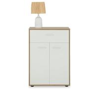 IDIMEX Buffet Calais, Commode Meuble de Rangement avec 1 tiroir et 2 Portes, en mélaminé décor chêne Sonoma et Blanc Mat