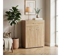 IDIMEX Buffet Calais, Commode Meuble de Rangement avec 1 tiroir et 2 Portes, en mélaminé décor chêne Sonoma